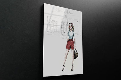 Red Stylish Girl 3D Design Acrylic Glass Print Tempered Glass Wall Art 100% Made in Australia Ready to Hang