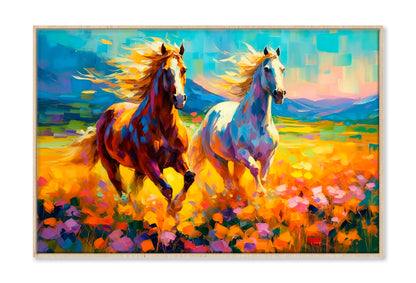 A Pair Of Horses In Love Oil Painting Wall Art Limited Edition High Quality Print Canvas Box Framed Natural