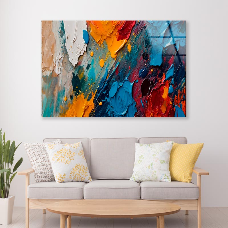 Colorful Abstract Design  Acrylic Glass Print Tempered Glass Wall Art 100% Made in Australia Ready to Hang - Bella Home Decor