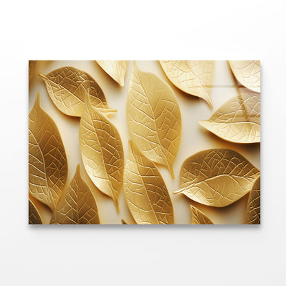 Close-Up of Golden Leaves Acrylic Glass Print Tempered Glass Wall Art 100% Made in Australia Ready to Hang - Bella Home Decor