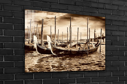 Boats on Sea Vintage UV Direct Aluminum Print Australian Made Quality