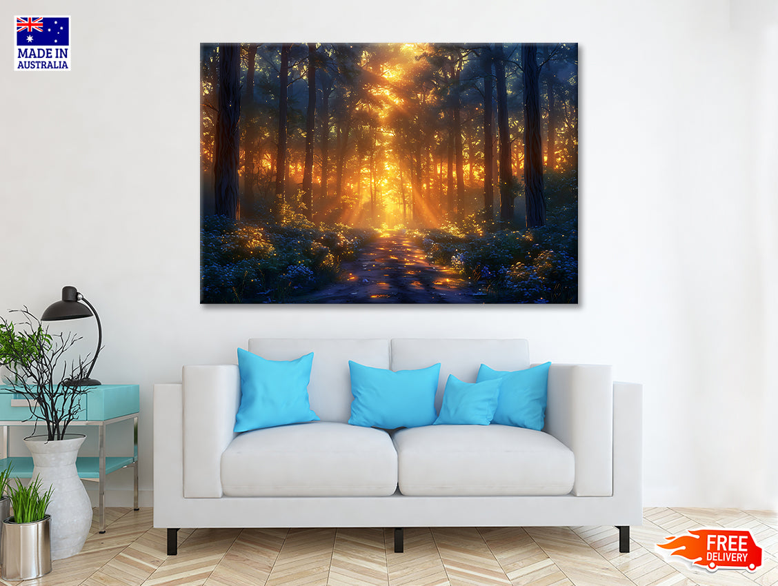 Forest with the Bright Sun Shining Print 100% Australian Made - Bella Home Decor
