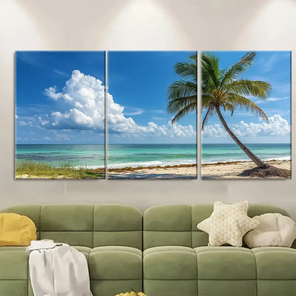 3pcs Miami Florida Beach City Travel Wall Art Set Canvas Framed 50x70cm - High Quality Print 100% Australian Made Wall Canvas Ready to Hang
