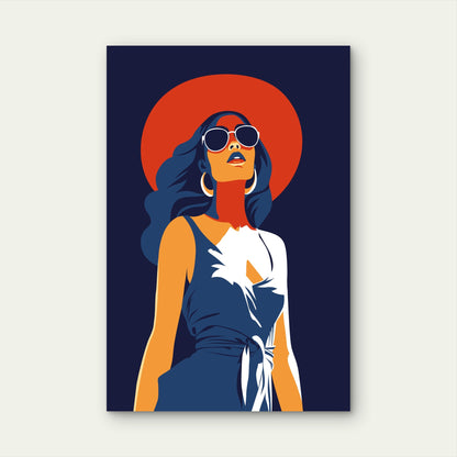Retro Pop Art Summer Woman Sunglasses Fashion 40x60cm Metal Print Ready to Hang