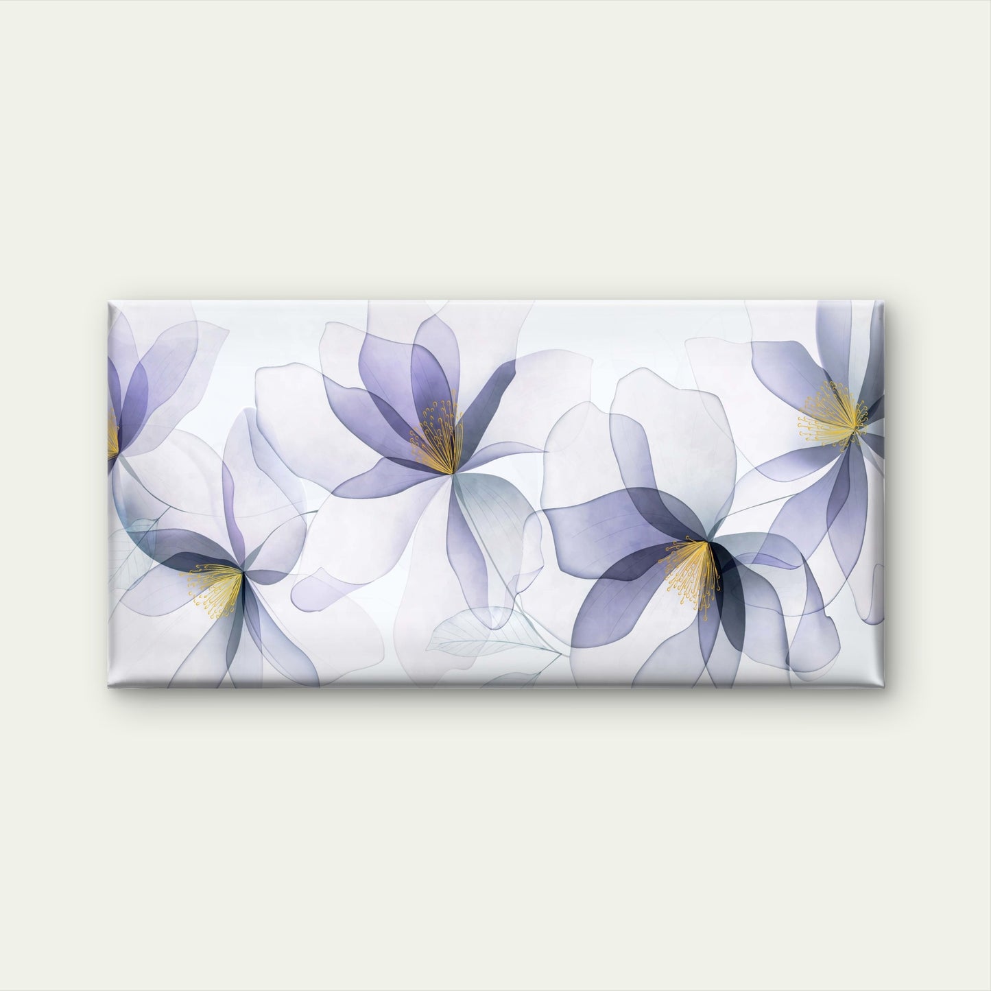 Modern Watercolor Sheer Violet Flowers Yellow Stamen Wall Art Canvas Office Home Framed 120x60cm