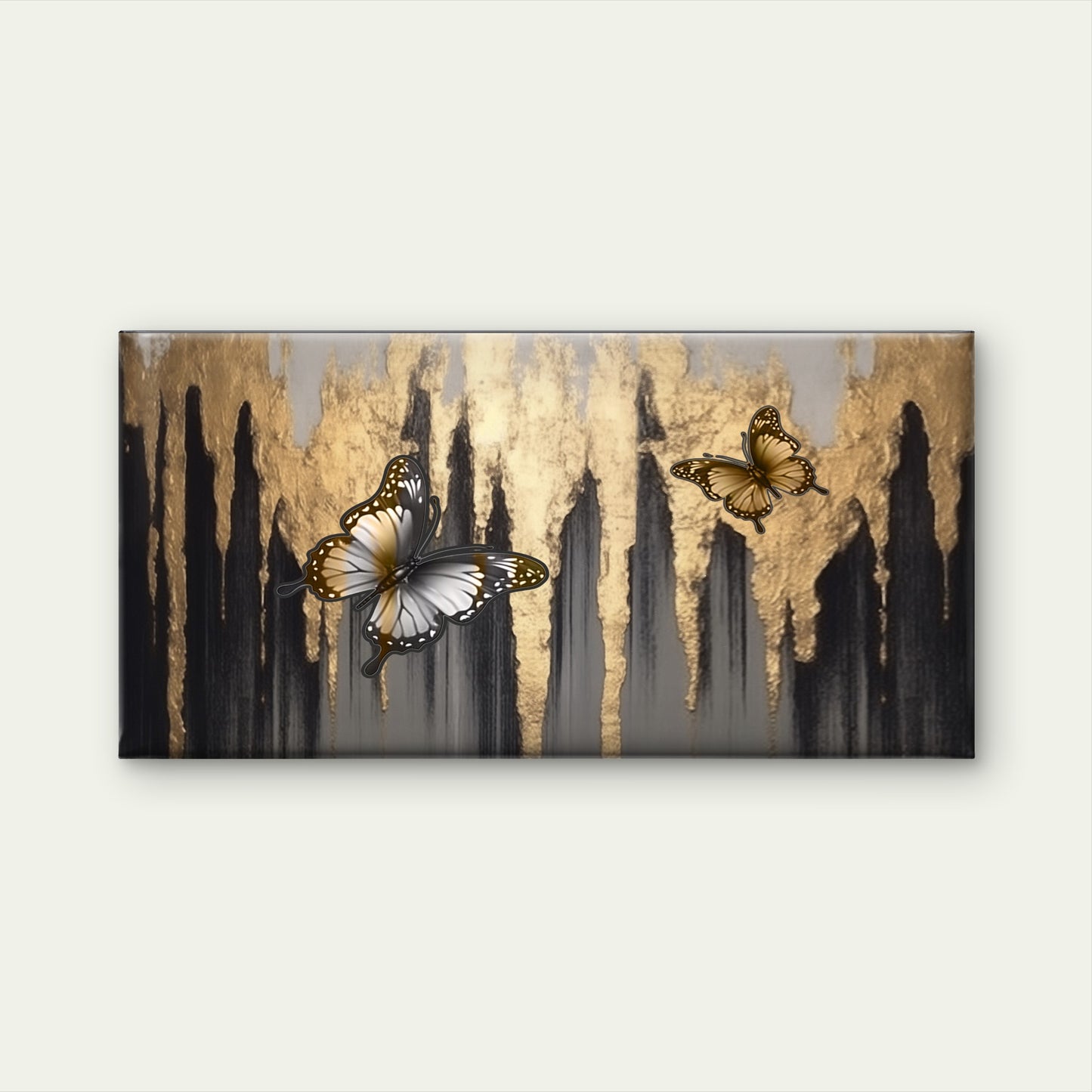 Golden Foil Butterfly Abstract Wall Art Canvas Office Home Framed 120x60cm