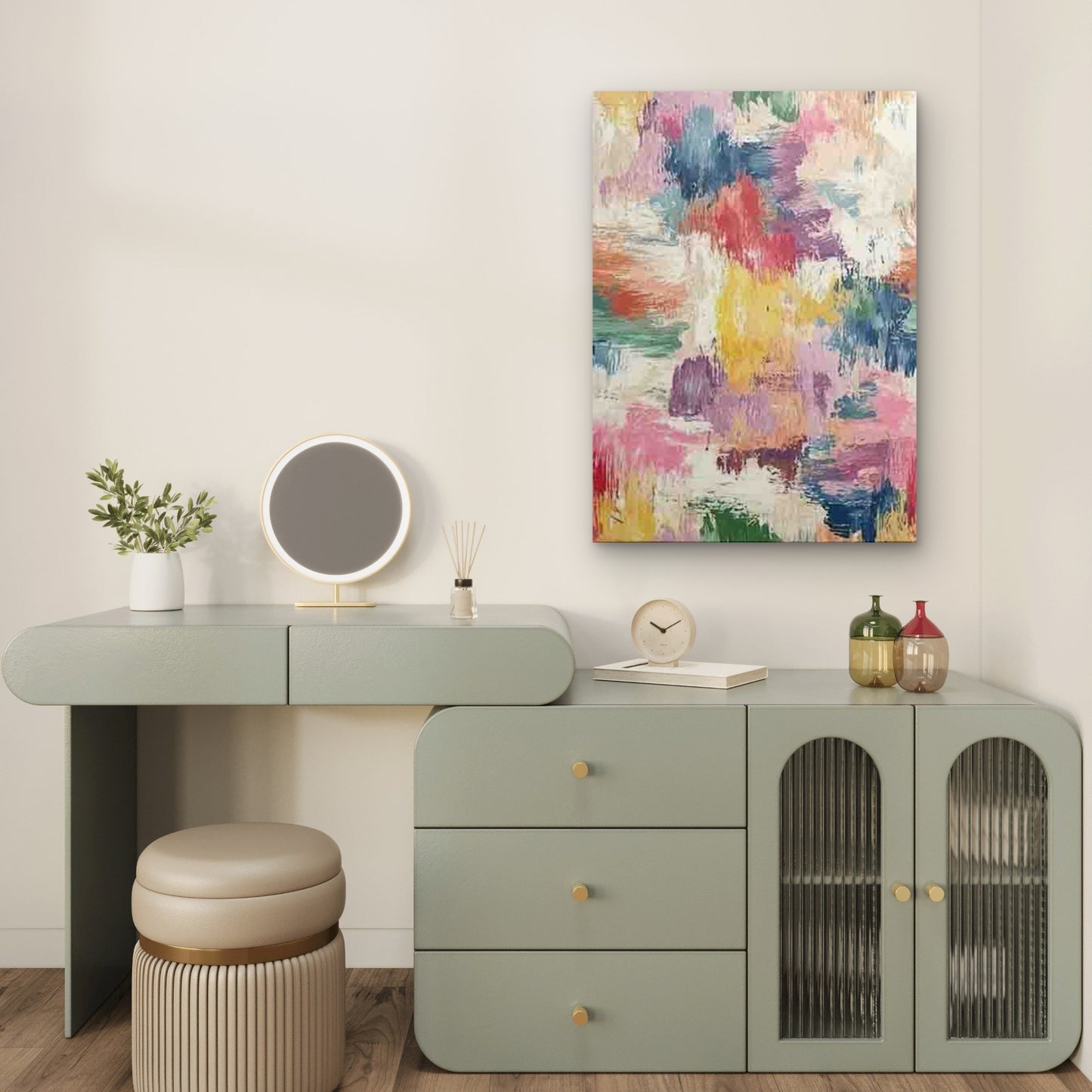 Colorful Brushstroke Painting with Textured Strokes 60x90cm Metal Print Ready to Hang - Bella Home Decor