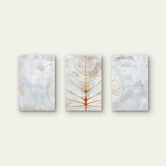 3pcs Luxury Abstract Golden Leaf Texture Wall Art Set Canvas Framed 60x90cm - High Quality Print 100% Australian Made Wall Canvas Ready to Hang