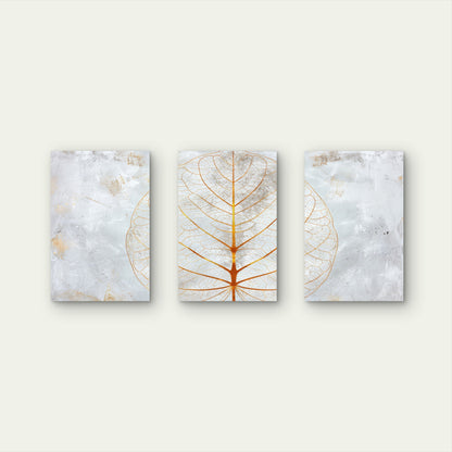 3pcs Luxury Abstract Golden Leaf Texture  Wall Art Set Canvas Framed 50x70cm - High Quality Print 100% Australian Made Wall Canvas Ready to Hang
