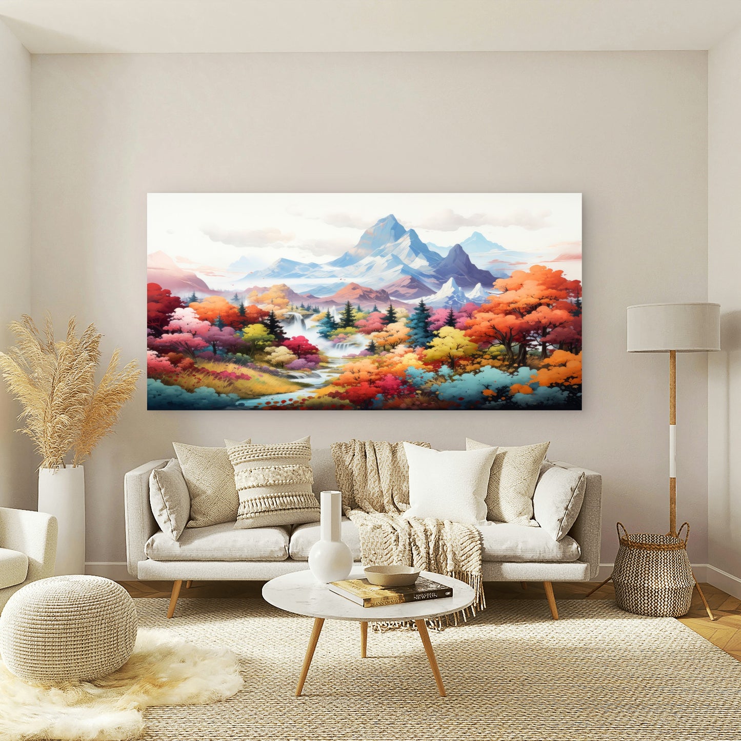 Enchanted Autumn Valley Wall Art Canvas Office Home Room Framed 120x60cm