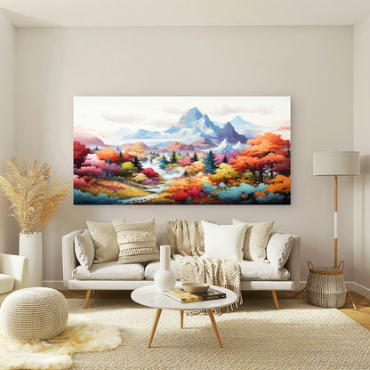 Enchanted Autumn Valley Wall Art Canvas Office Home Room Framed 120x60cm
