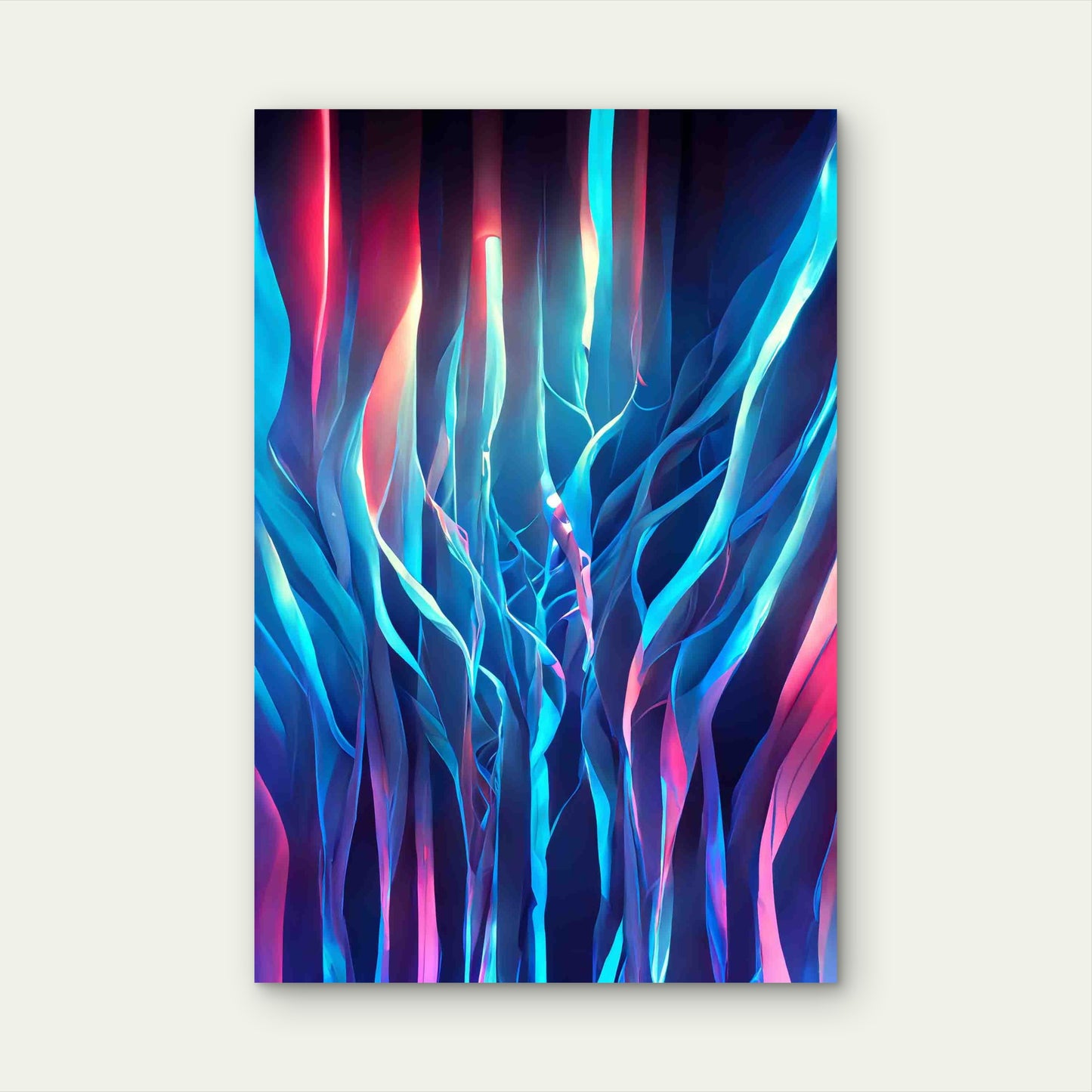 Abstract Waves Blue Orange Shades 60x90cm Metal Print Ready to Hang - Bella Home Decor