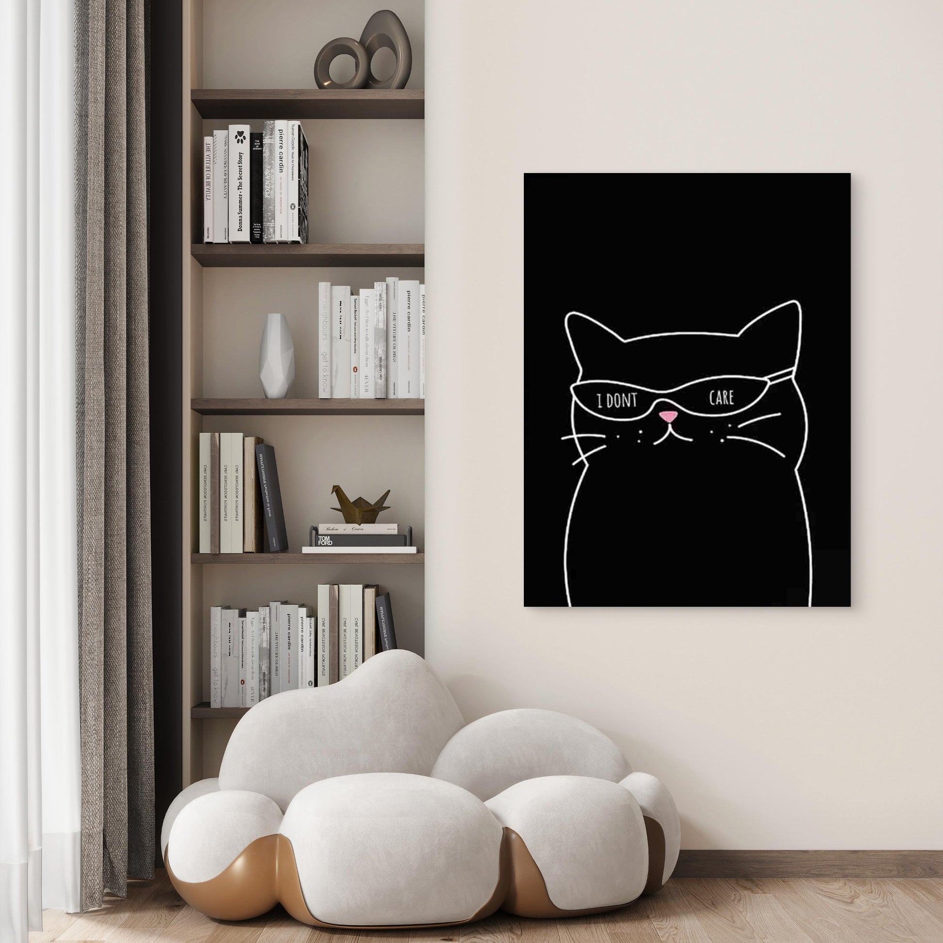 Cat With Fashion Glasses 40x60cm Metal Print Ready to Hang - Bella Home Decor