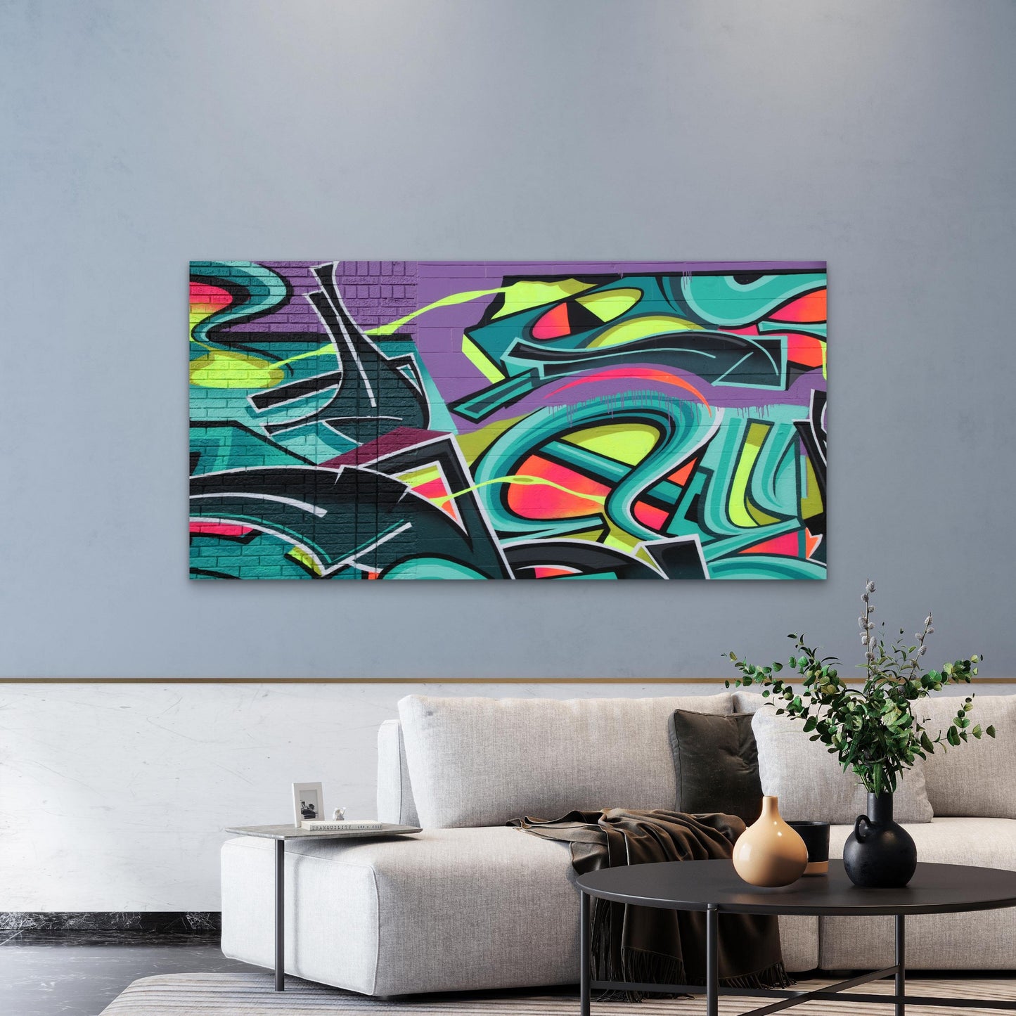 Vibrant Graffiti Decoration Wall Art Canvas Office Home Room Framed 120x60cm
