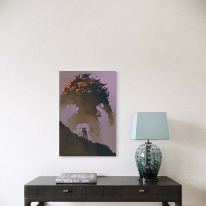 Warrior Facing Giant Multi-head Monster Metal Print Ready to Hang