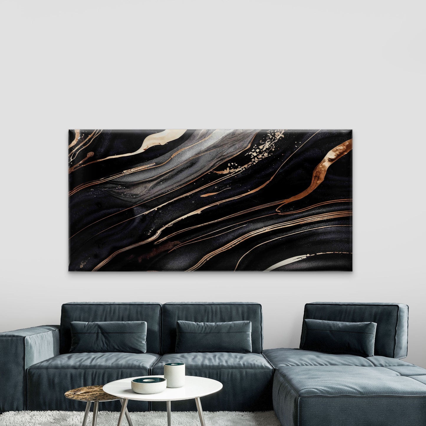 Abstract Marble Pattern Gold Wall Art Canvas Office Home Room Framed 120x60cm
