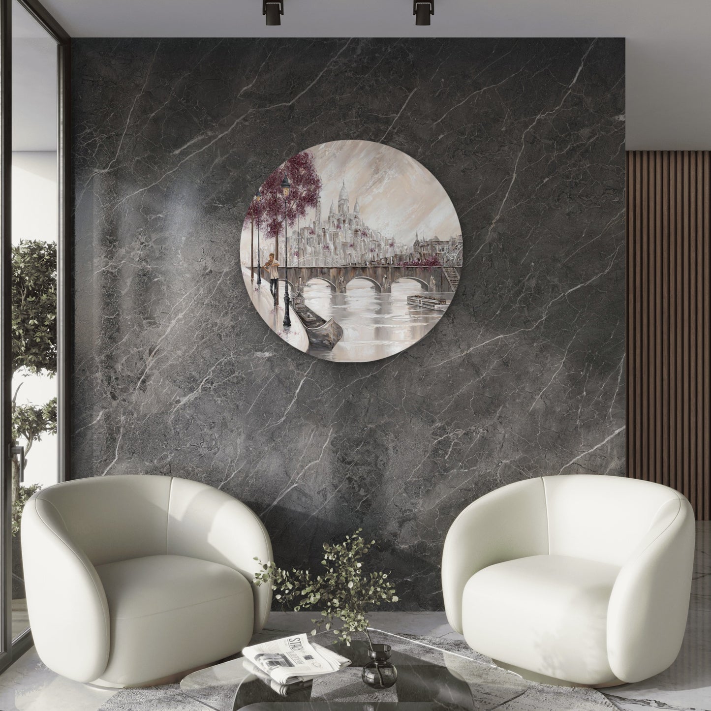 Neutral Couple Dancing Paris Eiffel City Acrylic Glass Rounded Print Tempered Glass Wall Art 100% Made in Australia Ready to Hang