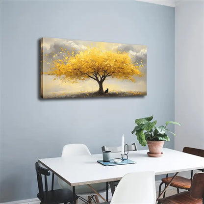 Tree of Life with Golden Leaves Wall Art Canvas Office Home Room Framed 120x60cm - Bella Home Decor