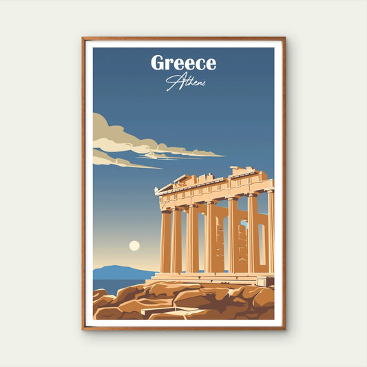 Greece Athens Parthenon Acropolis Temple Travel Poster Print Wall Art