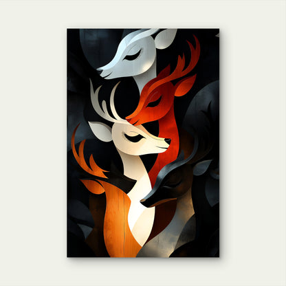 Deer Wild Animal Stag Abstract 40x60cm Metal Print Ready to Hang