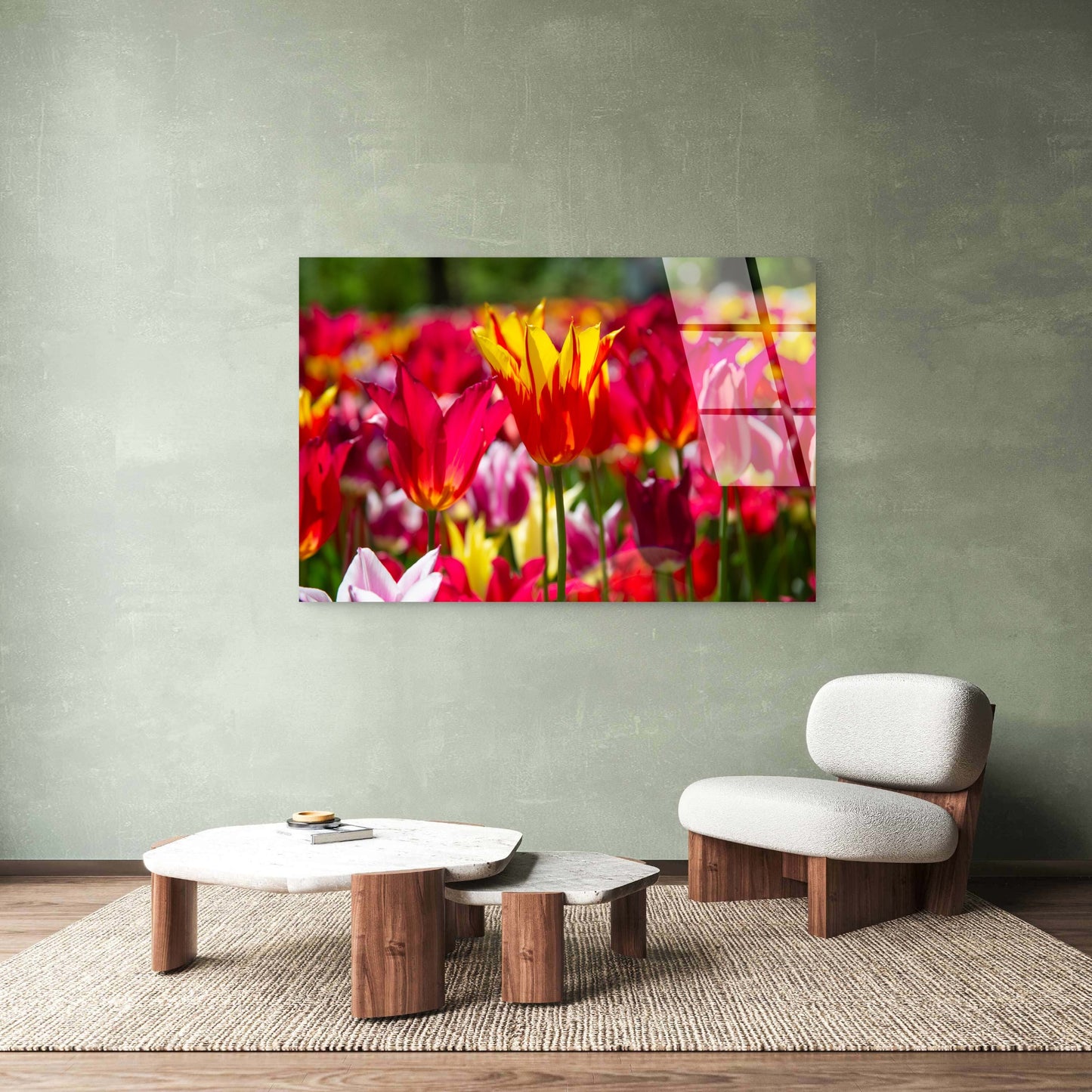 Colorful Spring Tulips Blossom Acrylic Glass Printing Wall Art Australian Made Quality