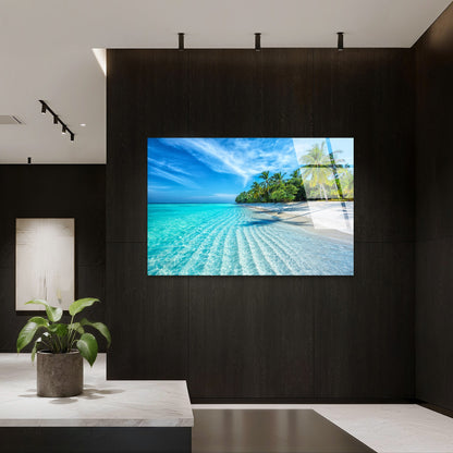 Maldives Tropical Ocean Beach Glass Printing Wall Art Australian Made Quality
