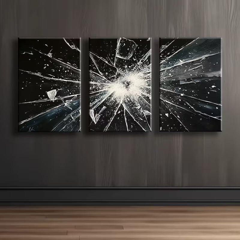 3pcs Broken Glass Design Wall Art Set Canvas Framed 40x60cm - High Quality Print 100% Australian Made Wall Canvas Ready to Hang - Bella Home Decor