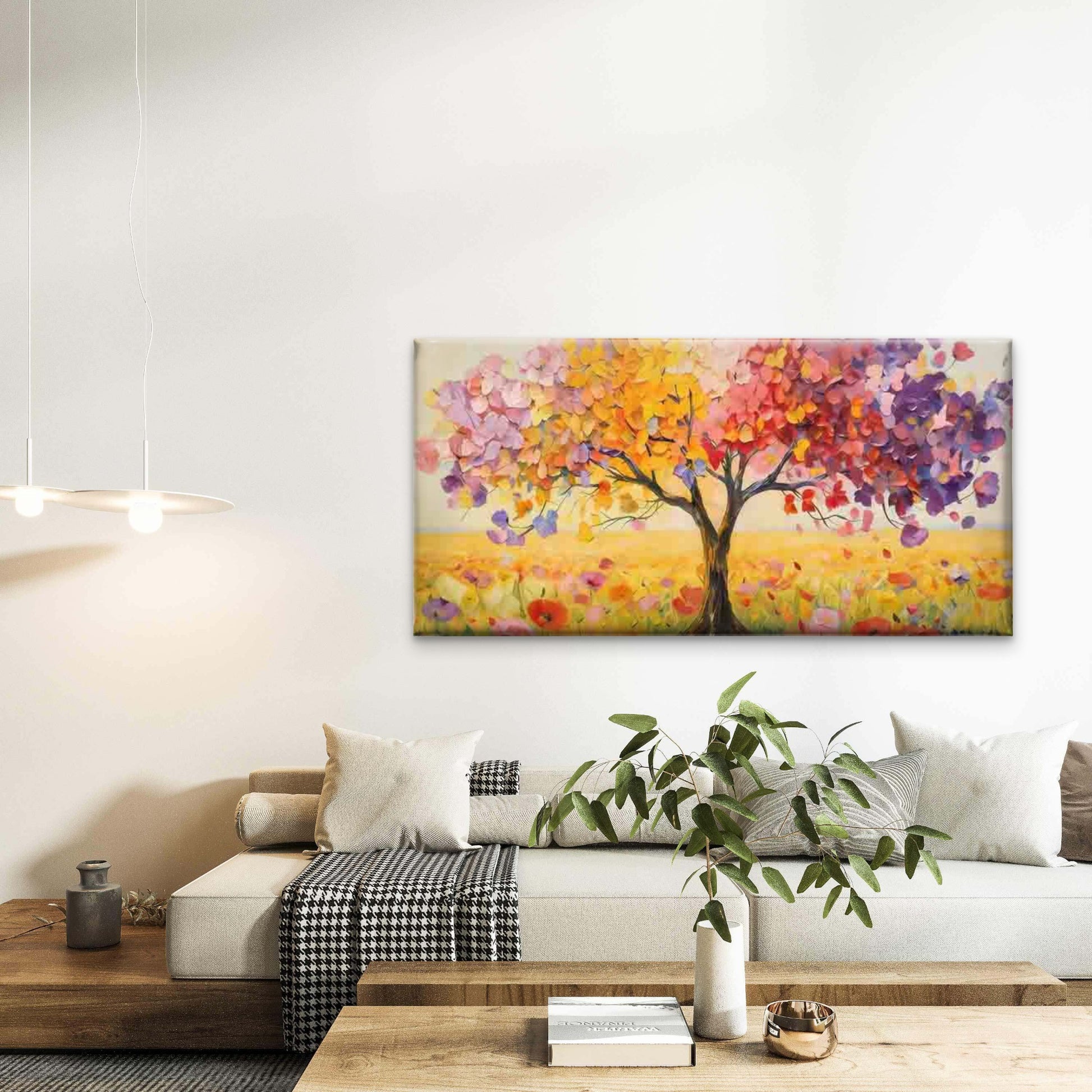 Flower Tree Colorful Painting Wall Art Canvas Office Home Room Framed 120x60cm - Bella Home Decor