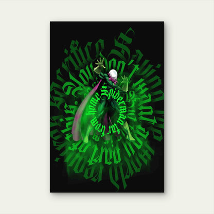 Emerald Cyber-Gothic Calligraphy 40x60cm Metal Print Ready to Hang