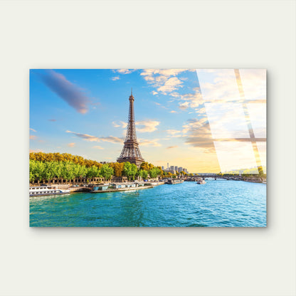 Paris Eiffel Tower Seine River Day Acrylic Glass Printing Wall Art Australian Made Quality