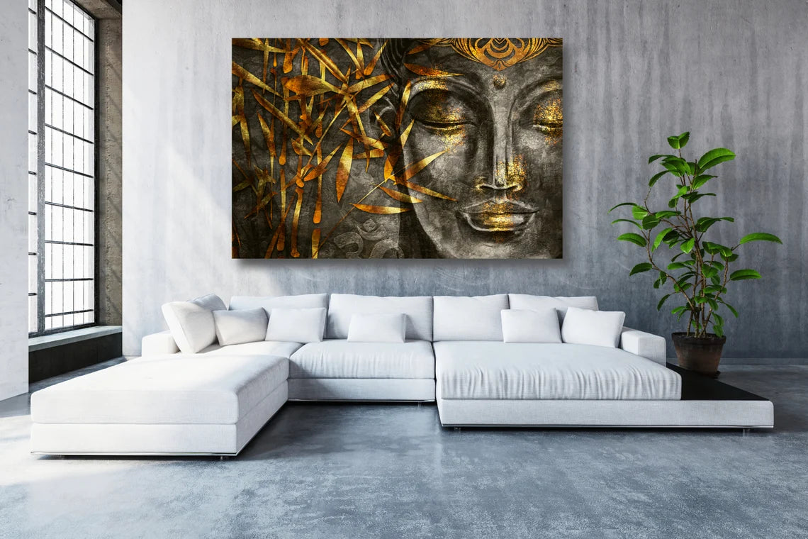 Buddha Leaves Wall Art UV Direct Aluminum Print Australian Made Quality