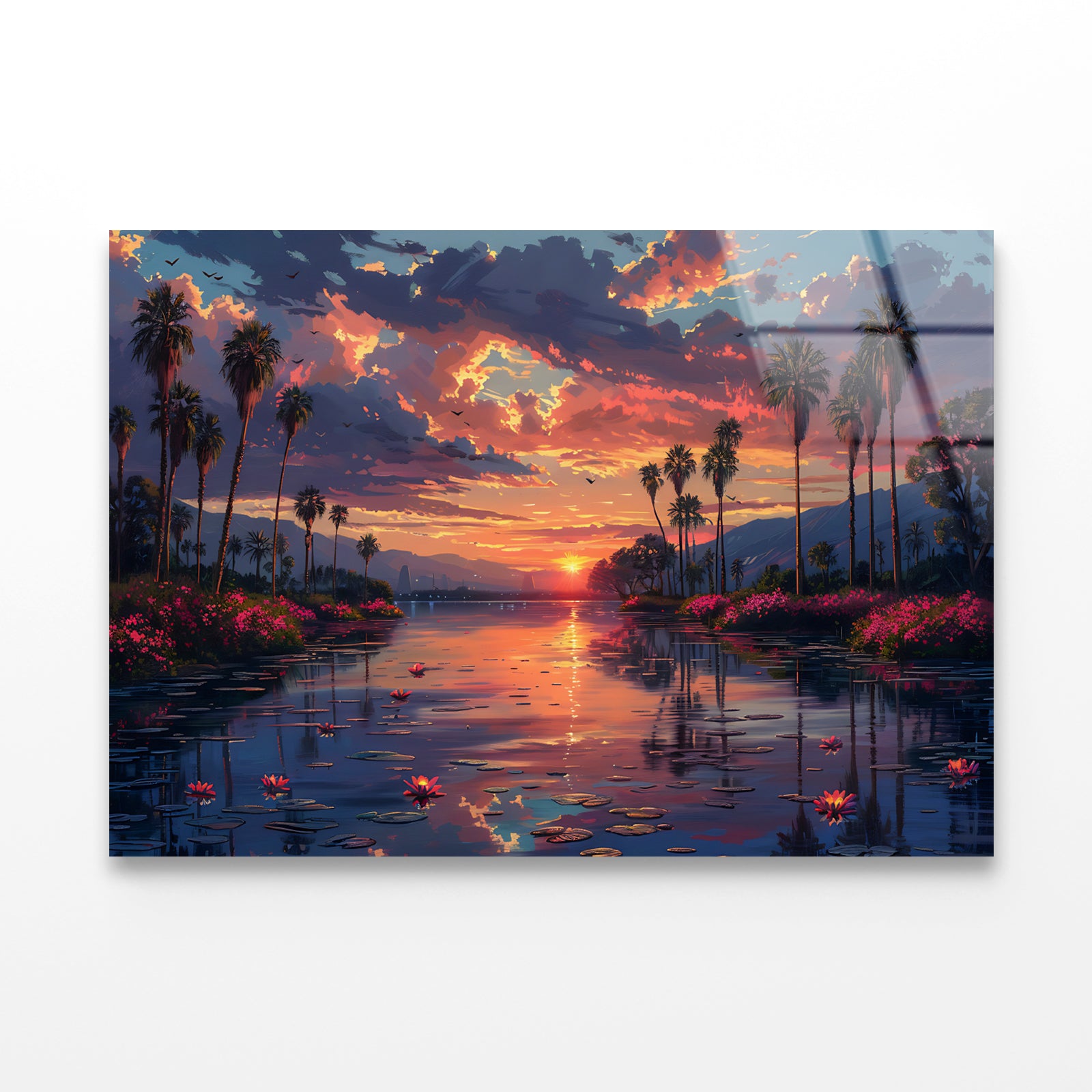 Lake Surrounded By Trees and Flowers Acrylic Glass Print Tempered Glass Wall Art 100% Made in Australia Ready to Hang - Bella Home Decor