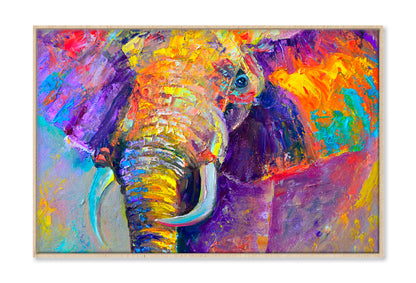 Colorful Elephant Painting Limited Edition High Quality Print Canvas Box Framed Natural