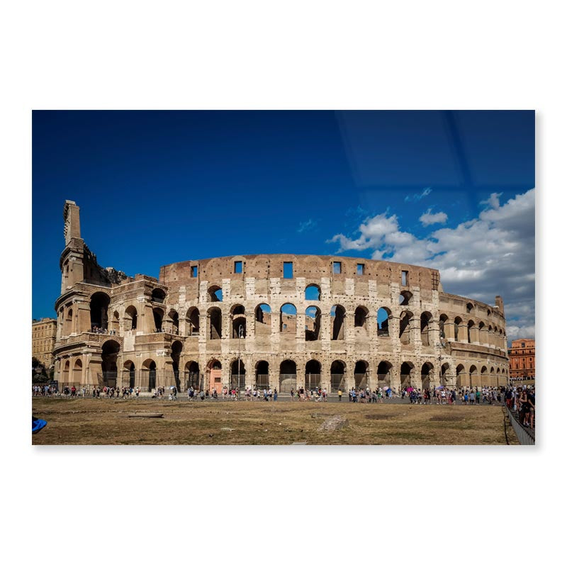 Views Of the Coliseum Rome, Italy Acrylic Glass Print Tempered Glass Wall Art 100% Made in Australia Ready to Hang