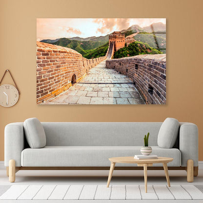 China Famous Landmark Great Wall and Mountains  Acrylic Glass Print Tempered Glass Wall Art 100% Made in Australia Ready to Hang