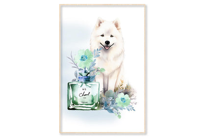 Perfume, Samoyed Dog Wall Art Limited Edition High Quality Print Canvas Box Framed Natural