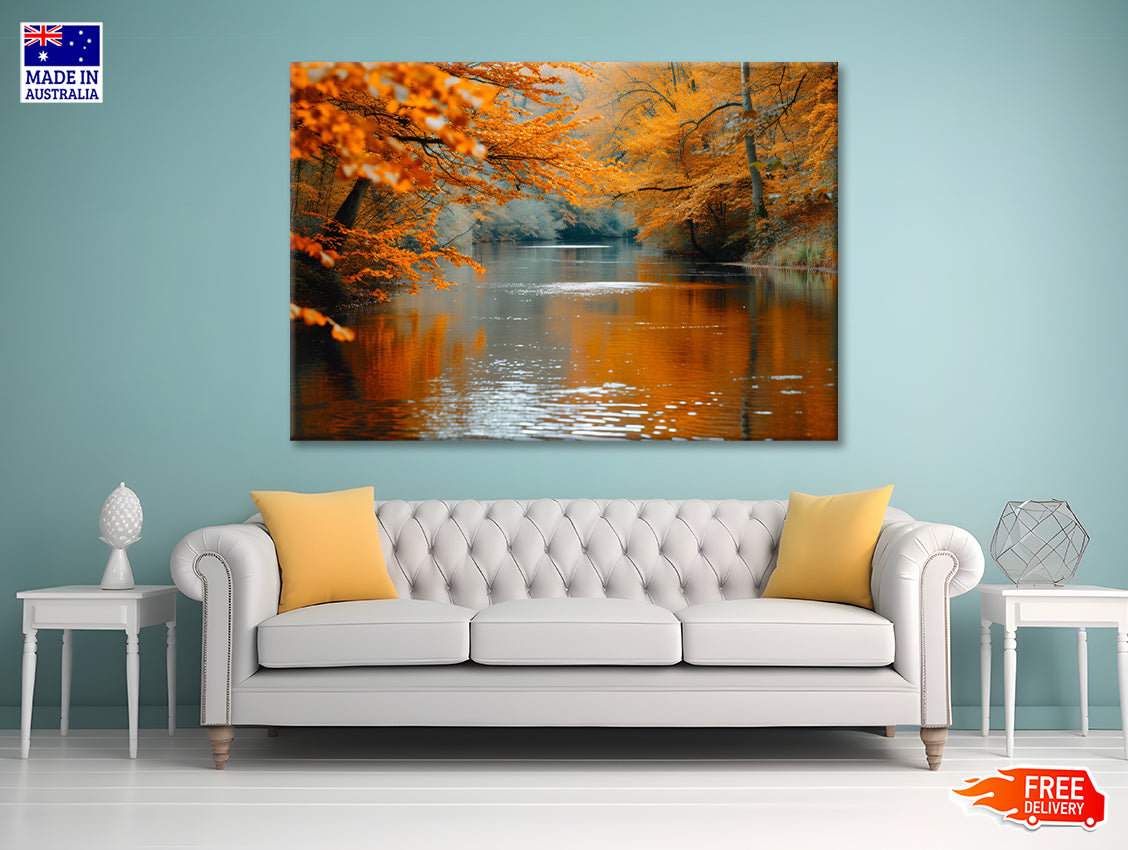View of River Surrounded By Trees Print 100% Australian Made - Bella Home Decor