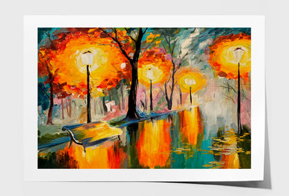 Autumn Street, Art Work Oil Painting Wall Art Limited Edition High Quality Print Unframed Roll Canvas None