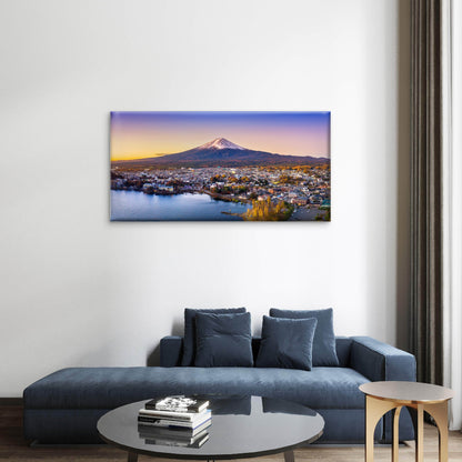 Fuji Mountain Kawaguchiko Lake Sunset Japan Volcanic Wall Art Canvas Office Home Room Framed 120x60cm
