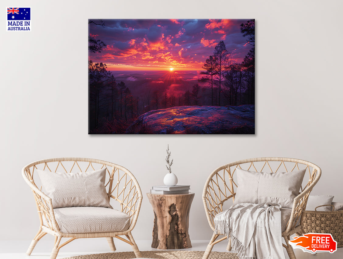 Sunset in the Mountains, Trees Print 100% Australian Made - Bella Home Decor
