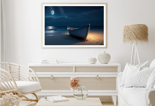 Boat on the Beach in the Night Home Decor Premium Quality Poster Print Choose Your Sizes - Bella Home Decor