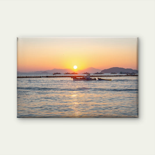 Fishing Boat Ocean Sunset Wall Art Decor 100% Australian Made