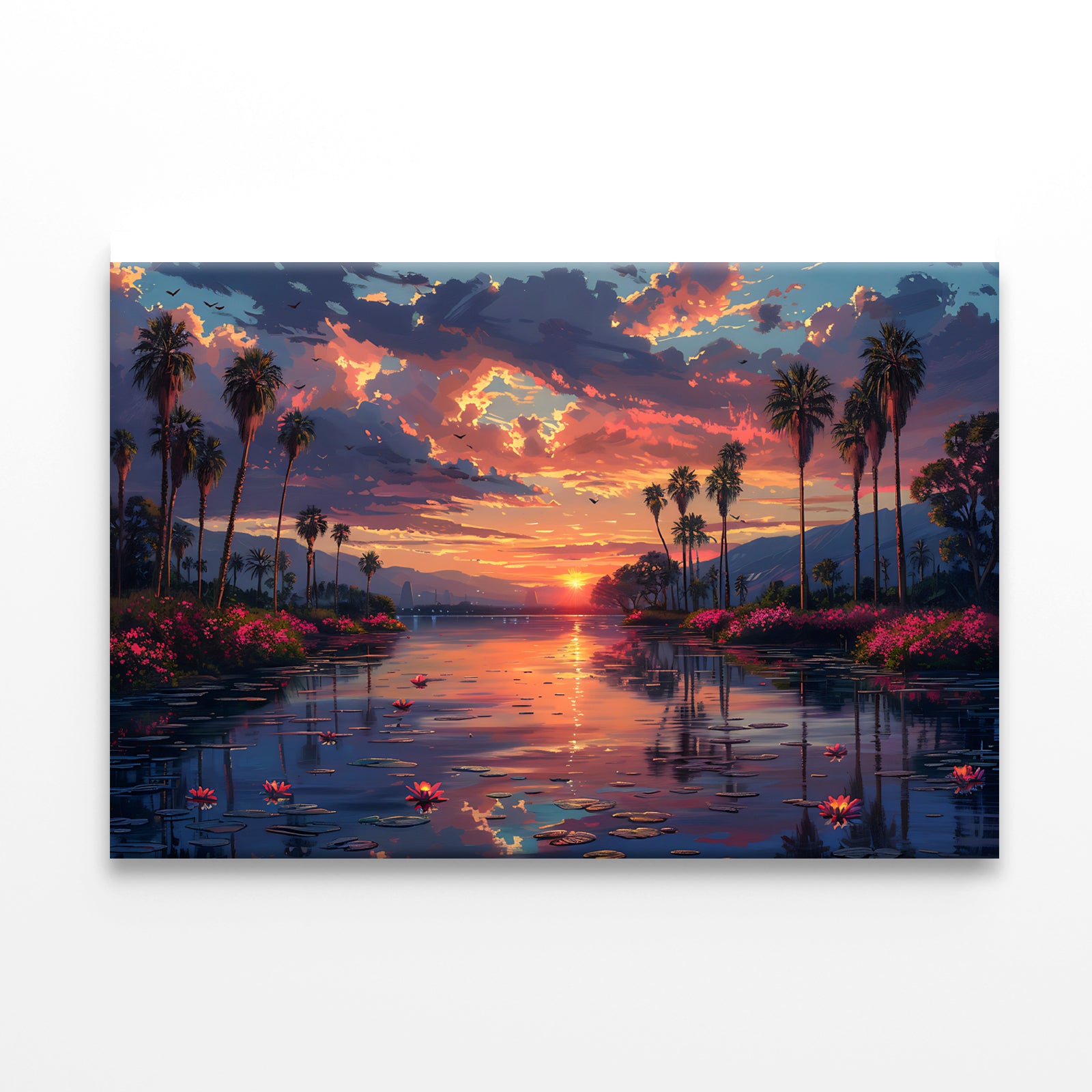 Lake Surrounded By Trees and Flowers Print 100% Australian Made - Bella Home Decor