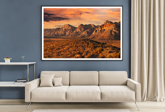 Cliffs of Red Rock with a Cloudy Sky Home Decor Premium Quality Poster Print Choose Your Sizes