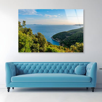 Coastline on Korcula Island in Adriatic Sea in Croatia Acrylic Glass Print Tempered Glass Wall Art 100% Made in Australia Ready to Hang