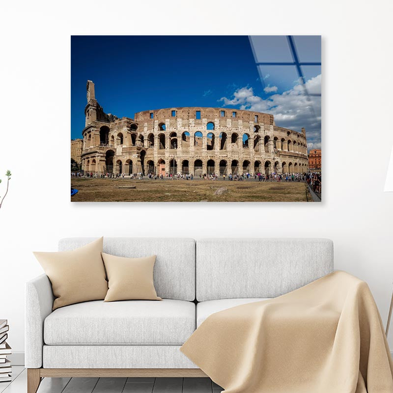 Views Of the Coliseum Rome, Italy Acrylic Glass Print Tempered Glass Wall Art 100% Made in Australia Ready to Hang