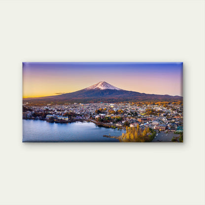 Fuji Mountain Kawaguchiko Lake Sunset Japan Volcanic Wall Art Canvas Office Home Room Framed 120x60cm