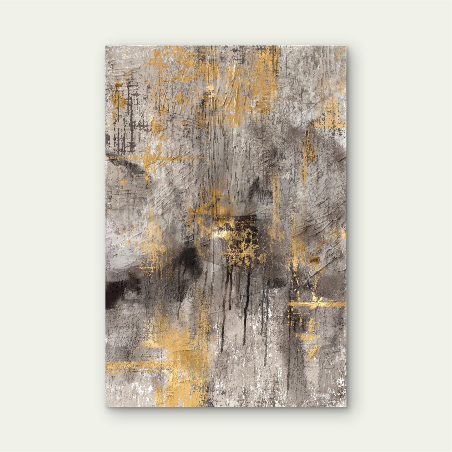 Modern Gold Gray Textured Abstract 60x90cm Metal Print Ready to Hang