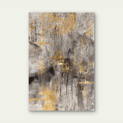 Modern Gold Gray Textured Abstract 60x90cm Metal Print Ready to Hang