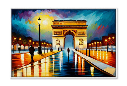 Arc de Triomphe Paris Night Sky Oil Painting Wall Art Limited Edition High Quality Print Canvas Box Framed White